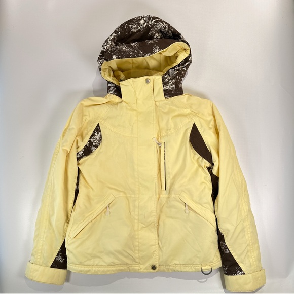 Nils Women’s Insulated Ski Jacket Butter Yellow Abstract Brown Small - Picture 2 of 12